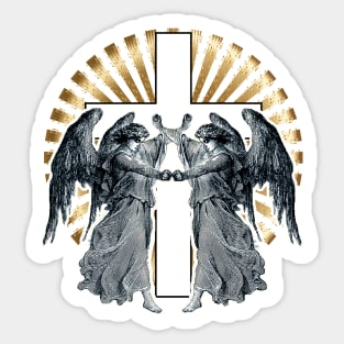 Holy angels of the cross of the Lord Jesus, redeemer of the world Sticker